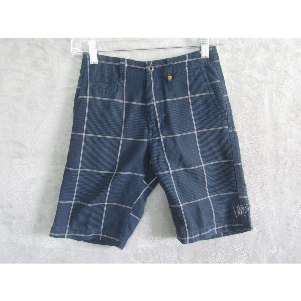 VTG Y2K Vans Boys Plaid Skate Shorts Blue Checkered Size 8 Academia Outdoor